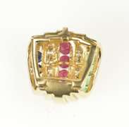 14K Yellow Gold Ruby Emerald Diamond Channel Slide Enhancer Pendant