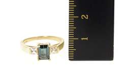 10K Yellow Gold Emerald Syn. Sapphire CZ Statement Ring