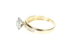 10K Yellow Gold Squared Diamond Cluster Simple Promise Ring