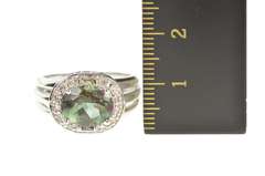14K White Gold Oval Syn. Alexandrite Diamond Halo Engagement Ring