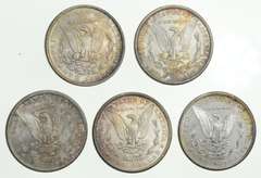 Lot (5) 1881-S & 1883-O Morgan Silver Dollars - TONED! - Choice Unc