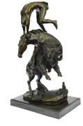 Buffalo and Horse Bronze Sculpture