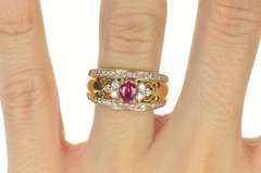 14K Yellow Gold 1.10 Ctw Natural Ruby Diamond Engagement Ring