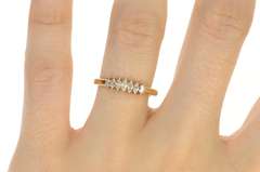 14K Yellow Gold 0.25 Ctw Graduated Marquise Diamond Band Ring