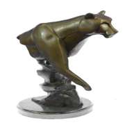 Cougar Female Lion Bronze Sculpture on Marble Base Statue