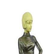 Fencer with Faux Bone holding Foil Bronze Sculpture