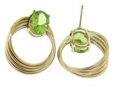 Glowing Peridot Loop Yellow Gold Earrings