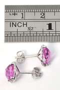 Vibrant Pink Sapphire & Diamond Earrings in 14K WG