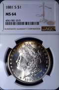 1881-S Morgan Silver Dollar, MS64 NGC