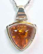 Interesting Amber Necklace in Sterling Silver