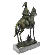 Tribute Hot Cast Cowboy With Riffle on Horse Bronze Sculpture