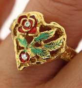 Vintage 14KT gold Red Rose Ring
