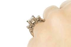 14K White Gold 1.75 Ctw Diamond Princess Ornate Engagement Ring