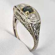 Antique Sapphire & Diamond Filigree Ring