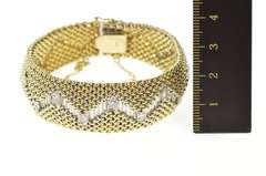 14K Yellow Gold 0.72 Ctw Diamond Zig Zag Mesh Rounded Chain Bracelet