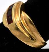 Hefty Garnet Band-Style Ring in 14KT Yellow Gold
