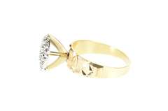 10K Yellow Gold Retro Round Diamond Accent Textured Cluster Ring