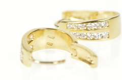 14K Yellow Gold 0.50 Ctw Diamond Channel Oval Statement Hoop Earrings