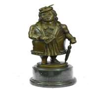 Woman Bronze Figurine on Marble Base Statue