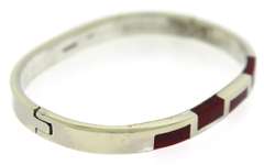 Red Jasper Inlat Hingled Bangle Bracelet