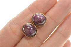 14K Yellow Gold Men's Oval Natural Star Ruby Cabochon Chain Cuff Links