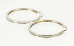 14K White Gold 0.99 Ctw Diamond Channel Inset Fashion Hoop Earrings