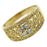 Beautiful 18kt YG Diamond Accent Milgrain Ring