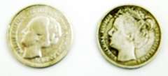 2 Netherland Silver 10 Cent Coins