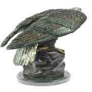 American Eagle Bronze Sculpture on Marble Base Figurine