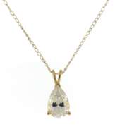 Fantastic 14kt YG Pear CZ Solitaire Necklace