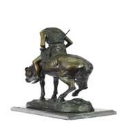 American Indian Man on Horse Bronze Sculpture