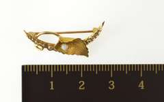 10K Yellow Gold Victorian Moon Pearl Peas in a Pod Lily Pin/Brooch