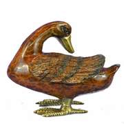 Standing Duck Brass Cold Painted Bird Sculpture