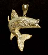 Detailed Diamond-Eyed Fish Pendant in 14KT Yellow Gold