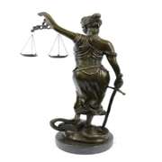 Blind Justice Lady Bronze Sculpture on Marble Base Statue