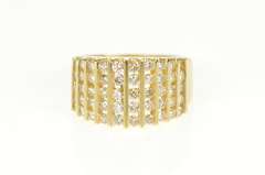 14K Yellow Gold Graduated Diamond Channel Statement Band Ring