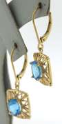 Handsome Oval Blue Topaz Dangle Earrings