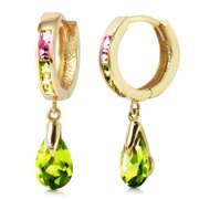 Solid Yellow Gold Green Act Cubic Zirconia Earrings