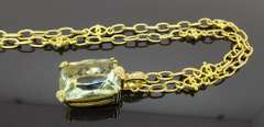 Rare Green Amethyst & Diamond Pendant Necklace in 18k