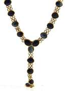 Stunning Yellow Gold Bezel Set Sapphire "Y" Necklace