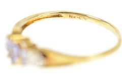 10K Yellow Gold Three Marquise Tanzanite Diamond Accent Ring