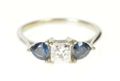 14K White Gold 1.72 Ctw Brilliant Diamond Sapphire Engagement Ring