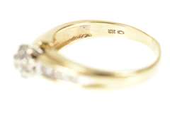 10K Yellow Gold Round Diamond Halo Engagement Promise Ring