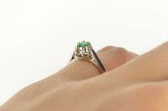 18K White Gold Princess Cut Emerald Gypsy Engagement Ring