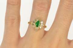 14K Yellow Gold 0.98 Ctw Oval Emerald Diamond Engagement Ring
