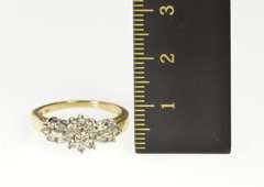 14K Yellow Gold Diamond Cluster Baguette Accent Engagement Ring