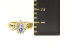 14K Yellow Gold Marquise Tanzanite Diamond Halo Bypass Ring