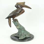 Coastal Shorebird Bronze Sculpture on Marble Base Statue