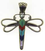 Vintage 925 sterling silver signed dragonfly pendant