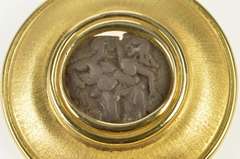14K Yellow Gold Ancient Greek Satyr Nymph Drachm Thrace Pendant